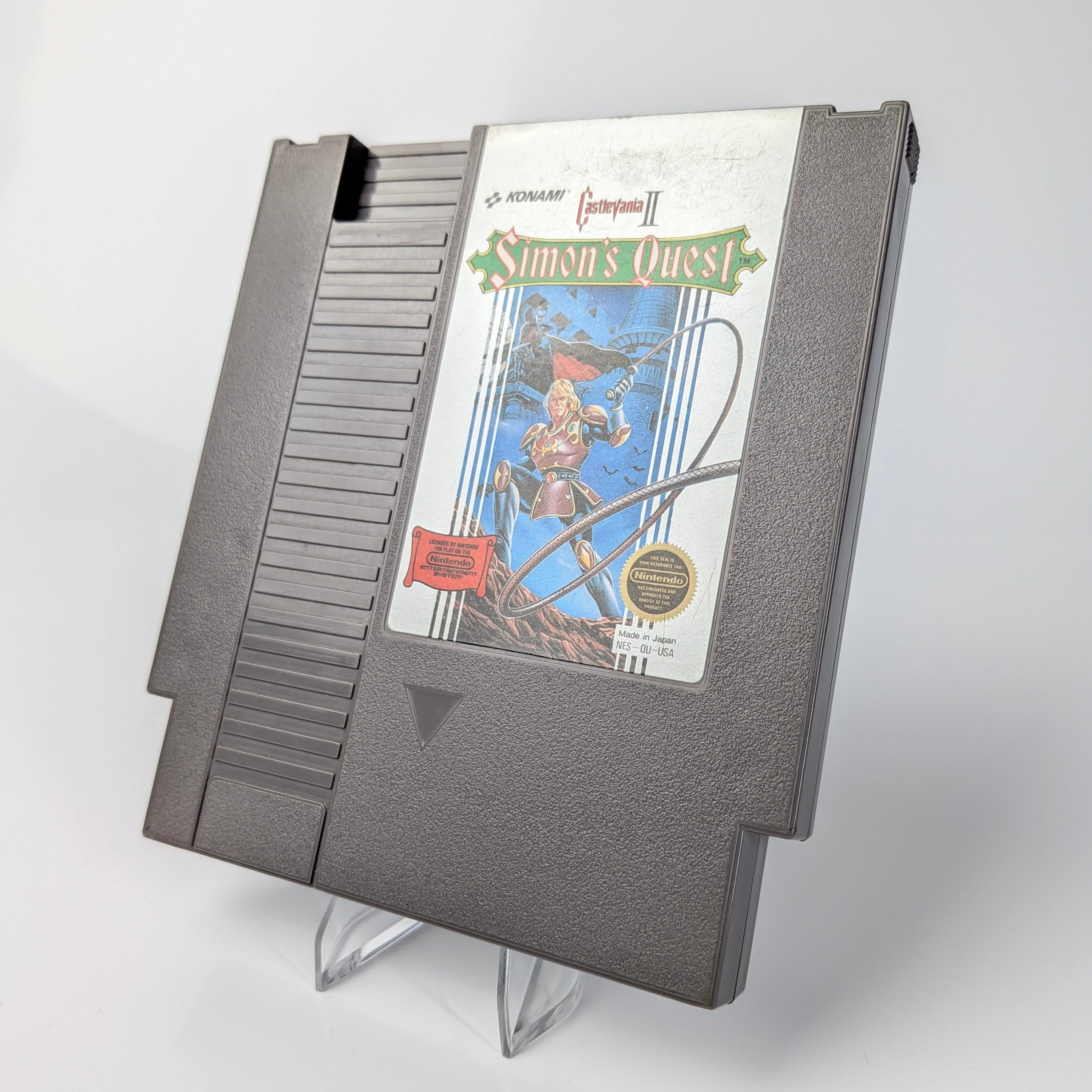 Nintendo Entertainment System game cartridge with 'Simon's Quest' on a white background