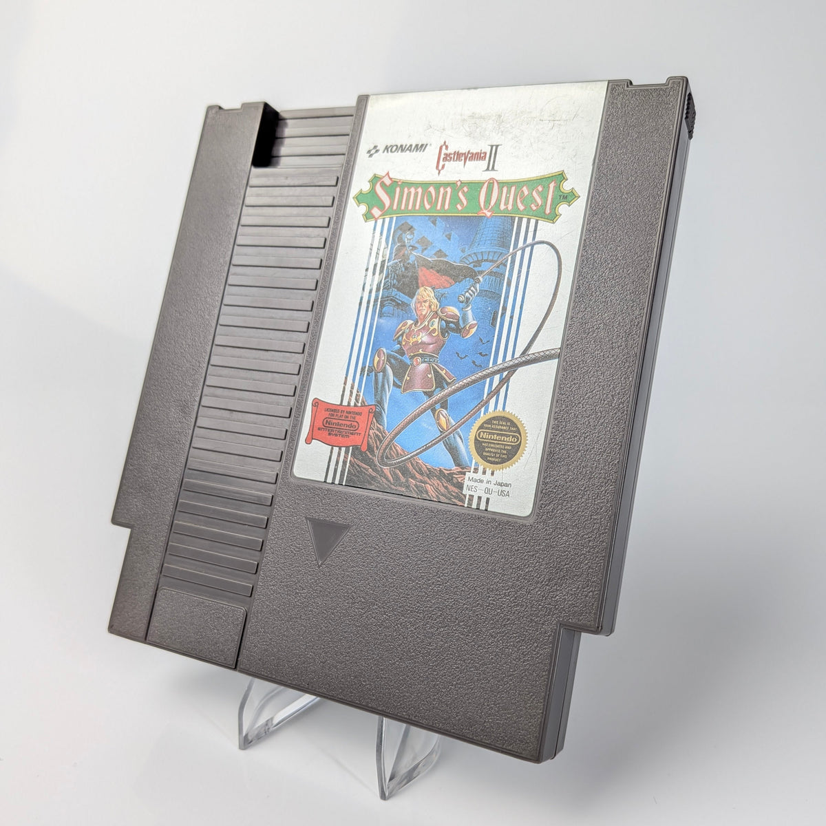 Nintendo Entertainment System game cartridge with 'Simon's Quest' on a white background