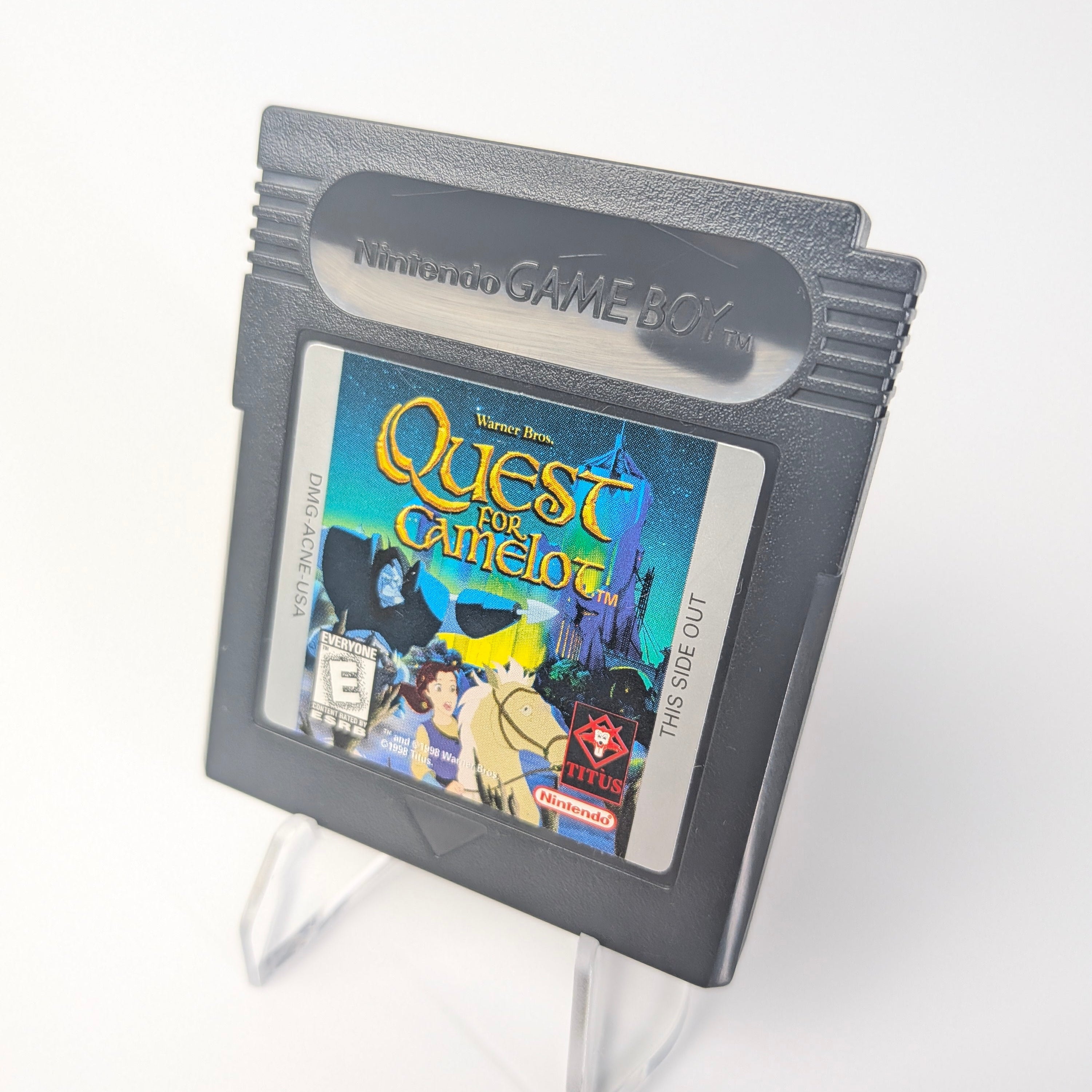 Game cartridge for 'Quest for Camelot' on a white background