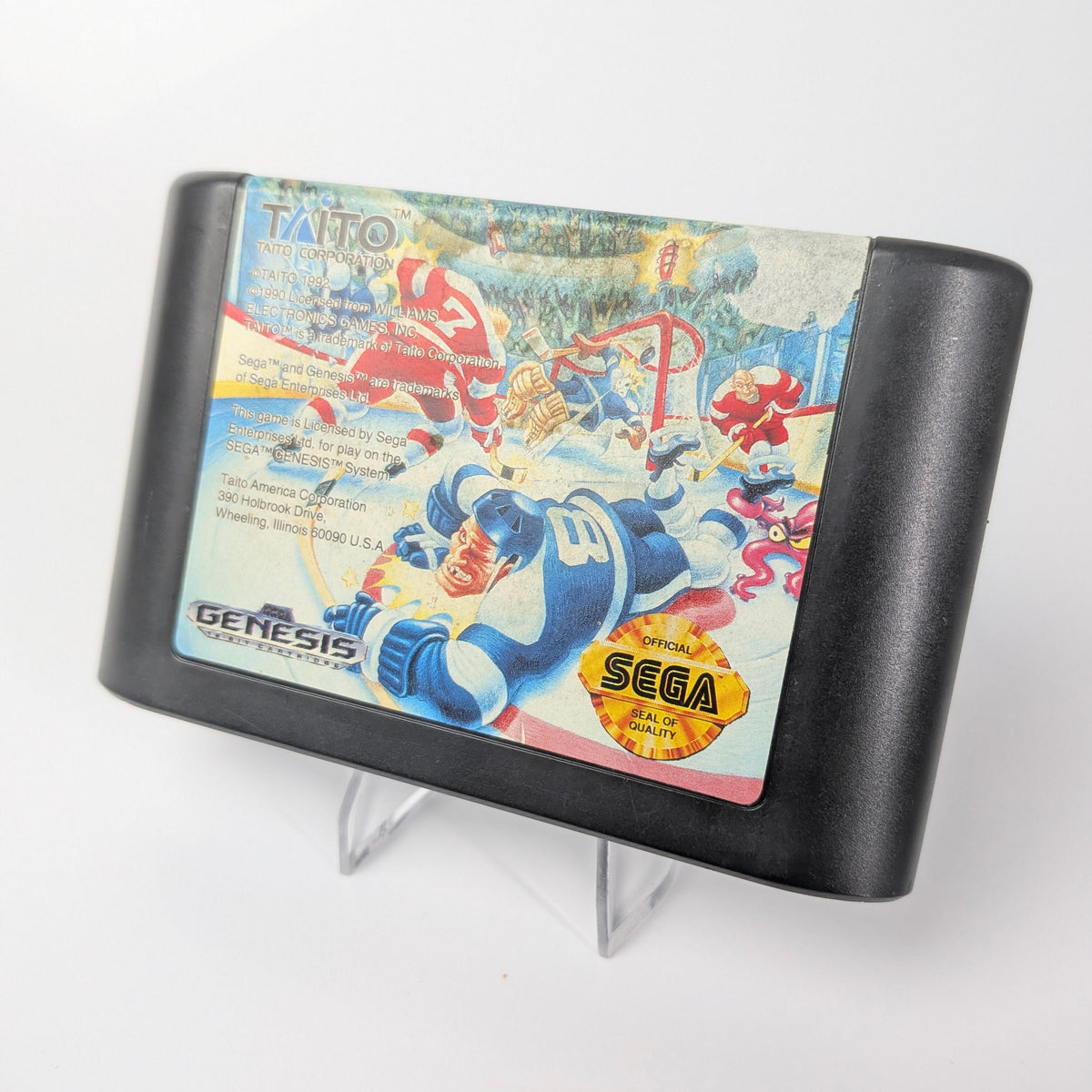 Sega Genesis game cartridge with colorful artwork on a white background