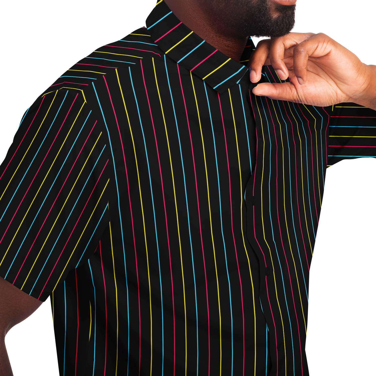 CYMK Pinstripe Button Down T-Shirt