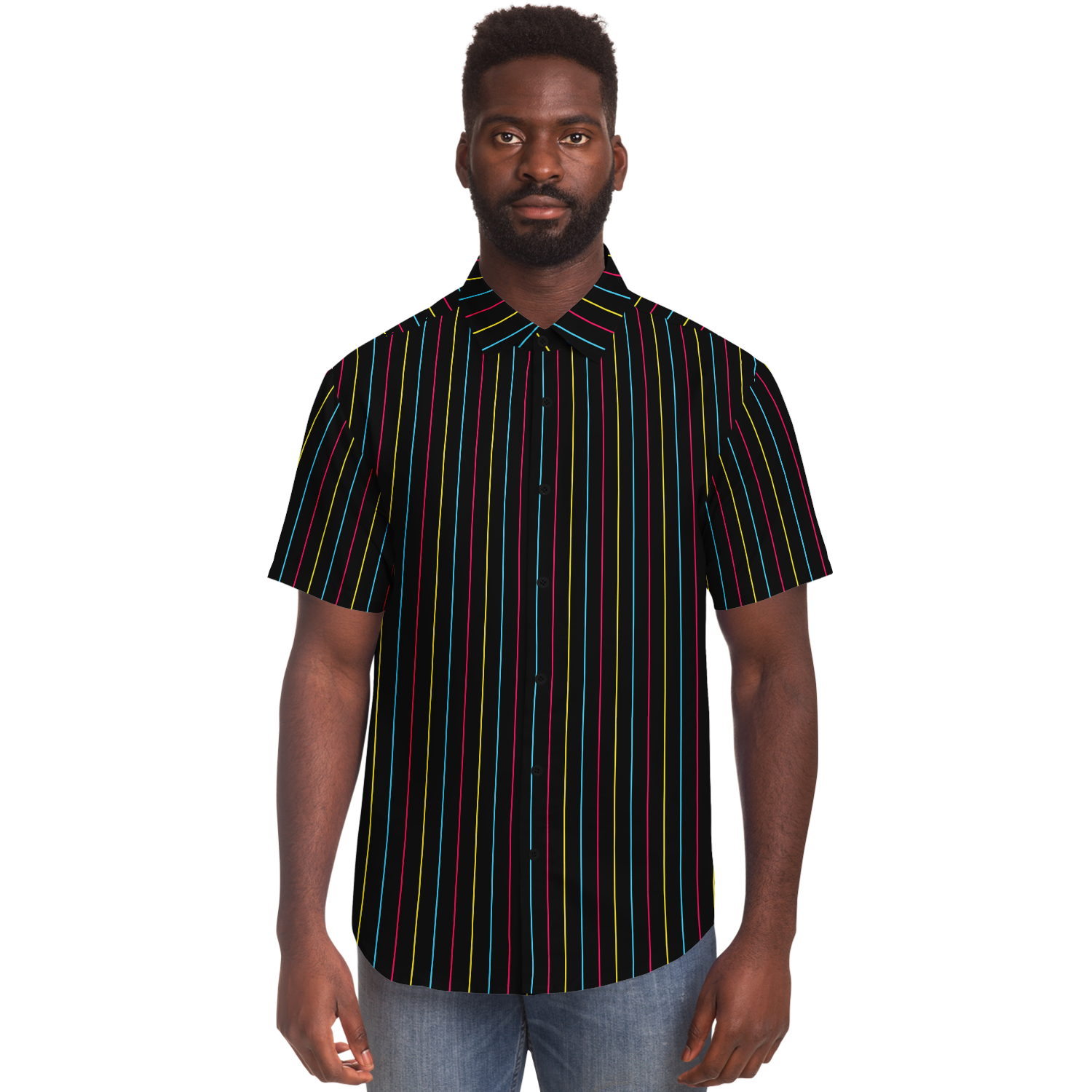 CYMK Pinstripe Button Down T-Shirt