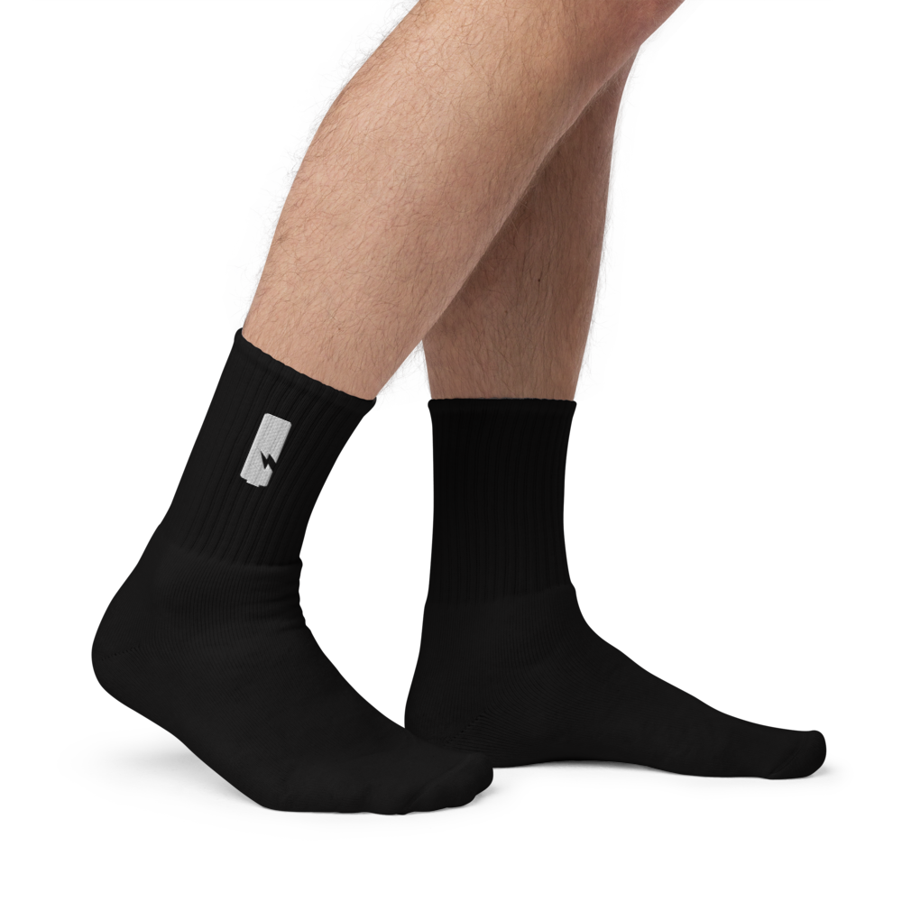 Embroidered Battery Volt Crew Sock
